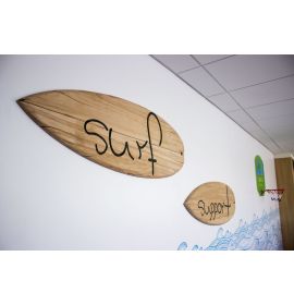 Wooden beach signs